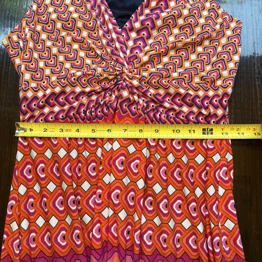 Laundry Shelli Segal Sleeveless Halter Dress Sz6 Twisted Cinched Bust Geometric - Picture 12 of 13